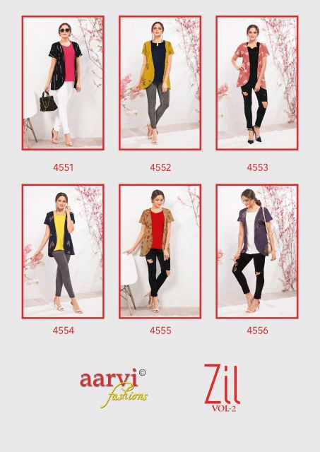 Aarvi Zil 2 Fancy Wear Designer New Latest Short Top Collection